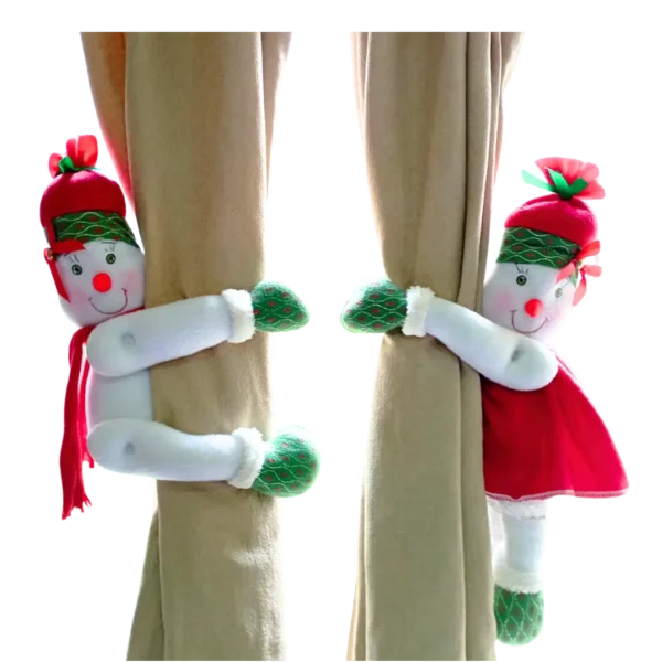 Sujeta Cortinas Pareja Muñecos de Nieve