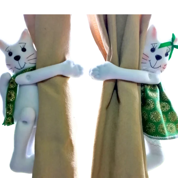 Sujeta Cortinas Gatos Blancos