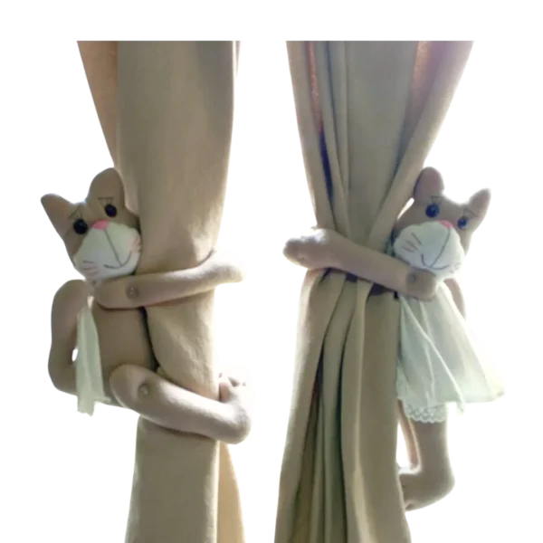 Sujeta Cortinas Gatos Beige